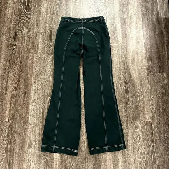 Free People High-Rise Foxy Flare Jeans Green Wide Leg Retro - Picture 5 of 16